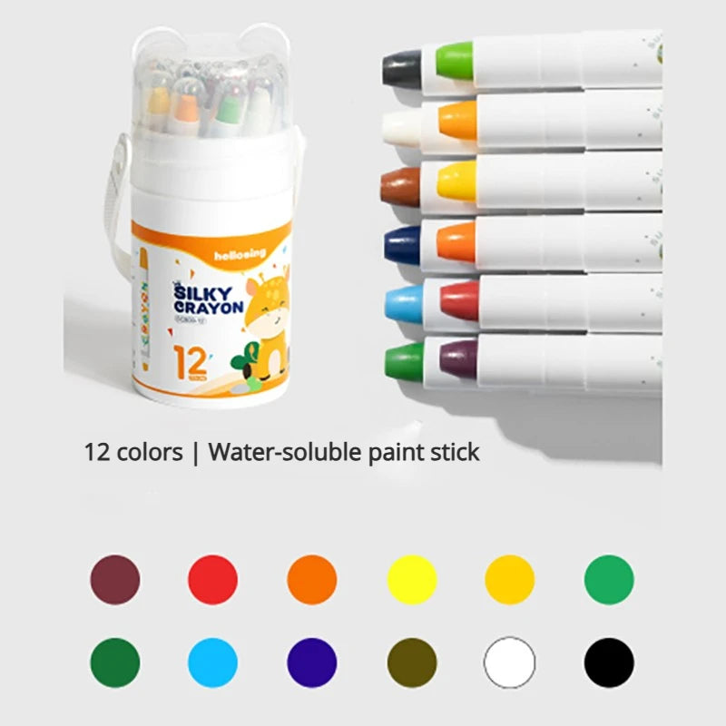 12-Piece/24-Piece Silky Smooth Crayon Set Twist-Up Crayons, Washable Crayons Travel Art Supplies School & Home Art Supplies